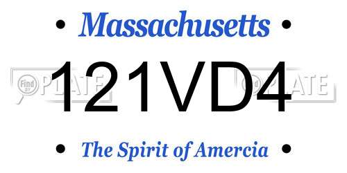 121VD4 Massachusetts License Plate