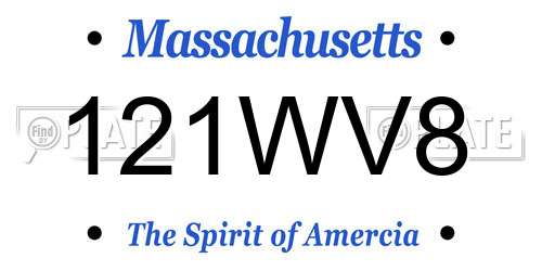 121WV8 Massachusetts License Plate