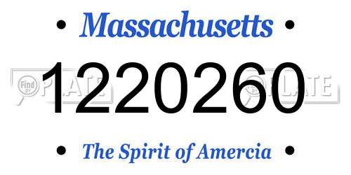 1220260 Massachusetts License Plate