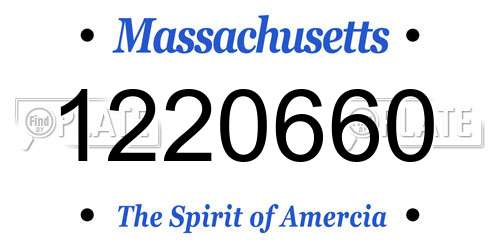 1220660 Massachusetts License Plate