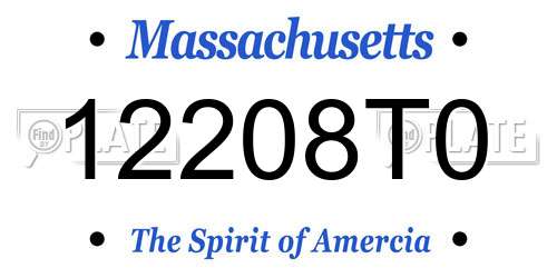 12208T0 Massachusetts License Plate