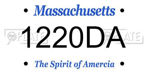 1220DA Massachusetts License Plate