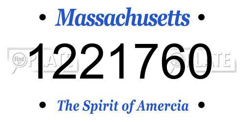 1221760 Massachusetts License Plate