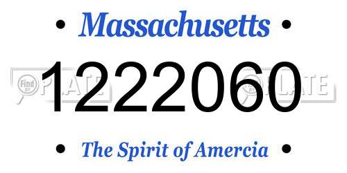 1222060 Massachusetts License Plate