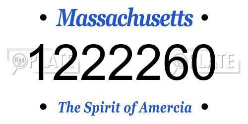 1222260 Massachusetts License Plate