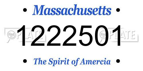 1222501 Massachusetts License Plate