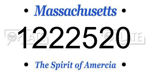 1222520 Massachusetts License Plate