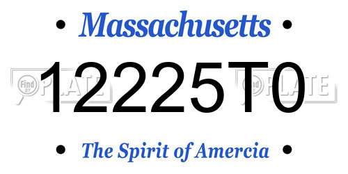 12225T0 Massachusetts License Plate