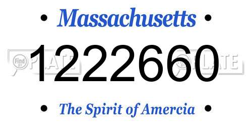 1222660 Massachusetts License Plate