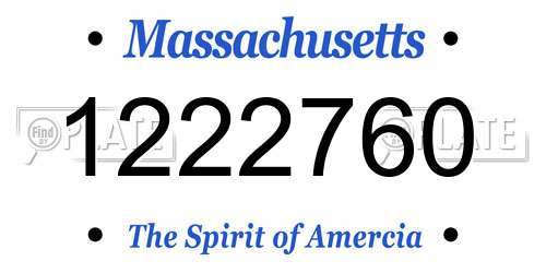1222760 Massachusetts License Plate