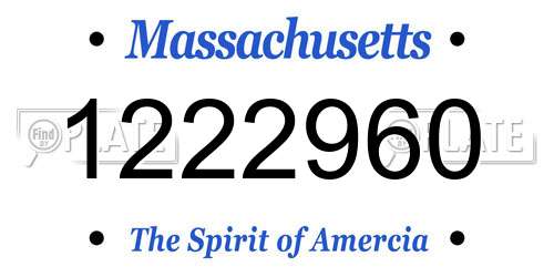 1222960 Massachusetts License Plate