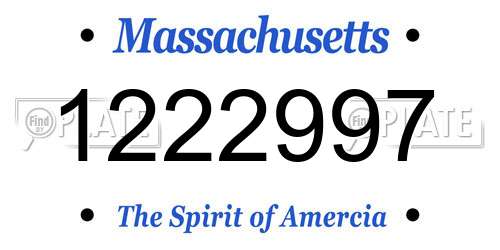 1222997 Massachusetts License Plate