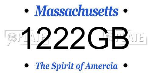 1222GB Massachusetts License Plate