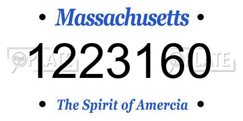 1223160 Massachusetts License Plate