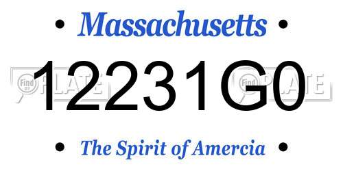 12231G0 Massachusetts License Plate