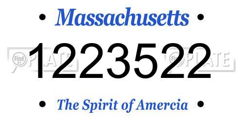 1223522 Massachusetts License Plate