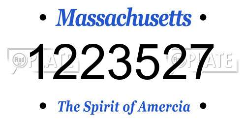 1223527 Massachusetts License Plate
