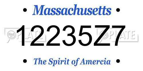 12235Z7 Massachusetts License Plate