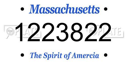 1223822 Massachusetts License Plate