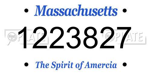 1223827 Massachusetts License Plate