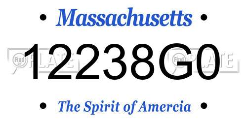 12238G0 Massachusetts License Plate