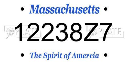12238Z7 Massachusetts License Plate