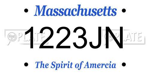 1223JN Massachusetts License Plate