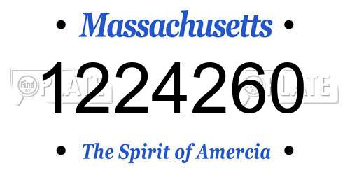 1224260 Massachusetts License Plate