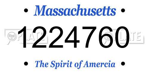 1224760 Massachusetts License Plate