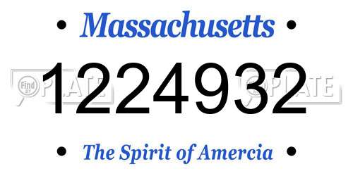 1224932 Massachusetts License Plate