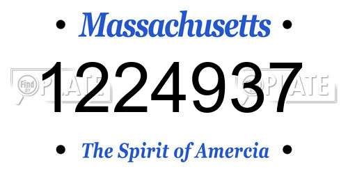 1224937 Massachusetts License Plate