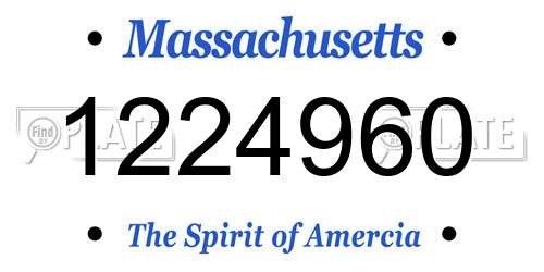 1224960 Massachusetts License Plate