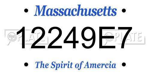12249E7 Massachusetts License Plate