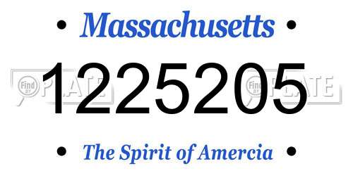1225205 Massachusetts License Plate