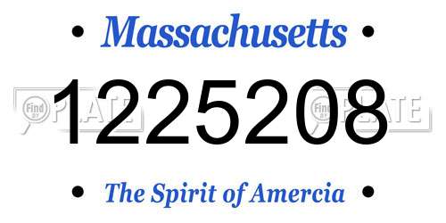 1225208 Massachusetts License Plate