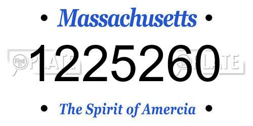 1225260 Massachusetts License Plate