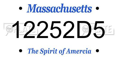 12252D5 Massachusetts License Plate