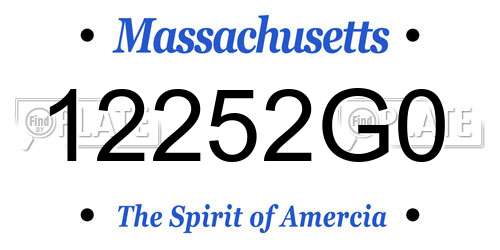 12252G0 Massachusetts License Plate