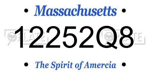 12252Q8 Massachusetts License Plate