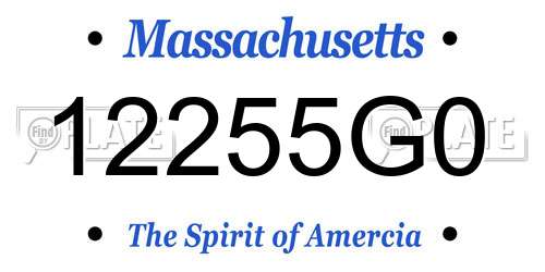 12255G0 Massachusetts License Plate