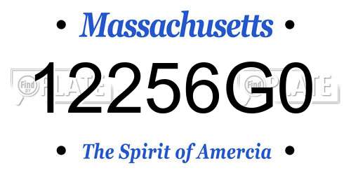 12256G0 Massachusetts License Plate