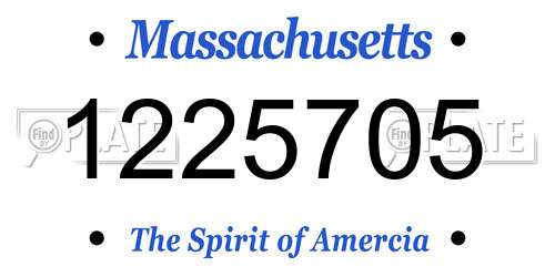 1225705 Massachusetts License Plate
