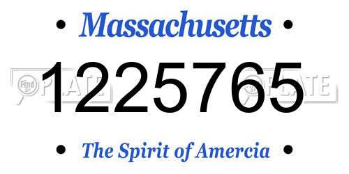 1225765 Massachusetts License Plate