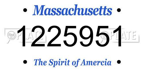 1225951 Massachusetts License Plate