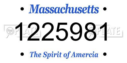 1225981 Massachusetts License Plate