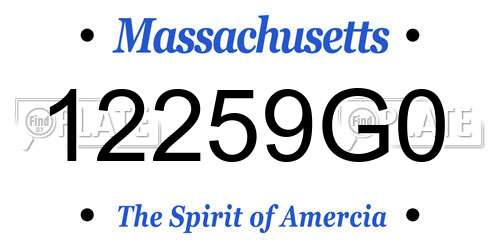 12259G0 Massachusetts License Plate