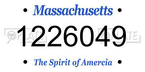 1226049 Massachusetts License Plate
