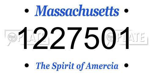 1227501 Massachusetts License Plate