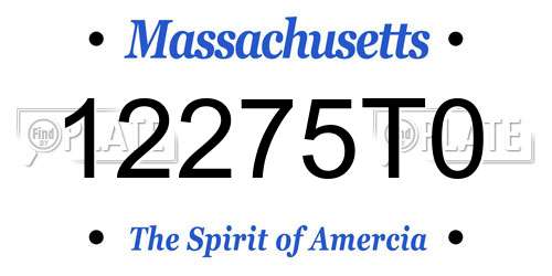 12275T0 Massachusetts License Plate
