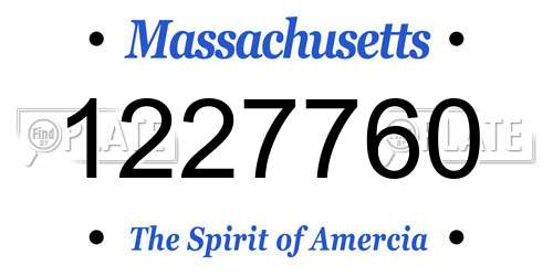 1227760 Massachusetts License Plate